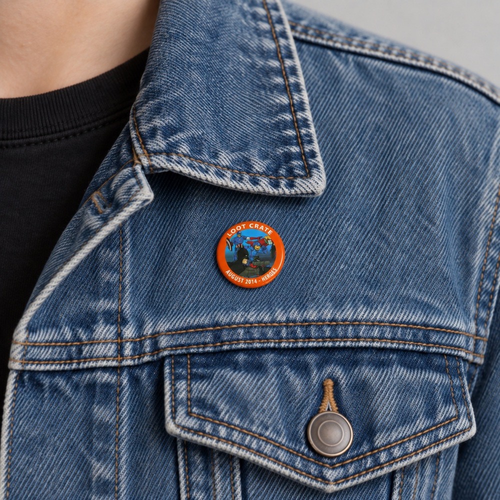 Loot Crate August 2014 Heroes Pin Batman Captain America Mega Man Button